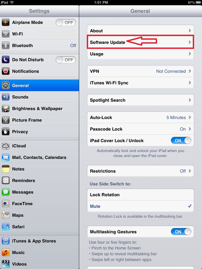how to update software on ipad